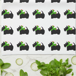 Scottish Terrier Merry Christmas Kariert Geschirrtuch