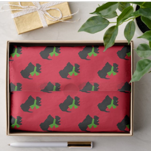 Scottish Terrier Merry Christmas Kariert Seidenpapier (Tissue paper for gifting or crafting)