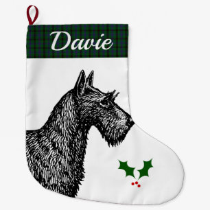 Scottish Terrier mit ClanDavidsonTartan Großer Weihnachtsstrumpf