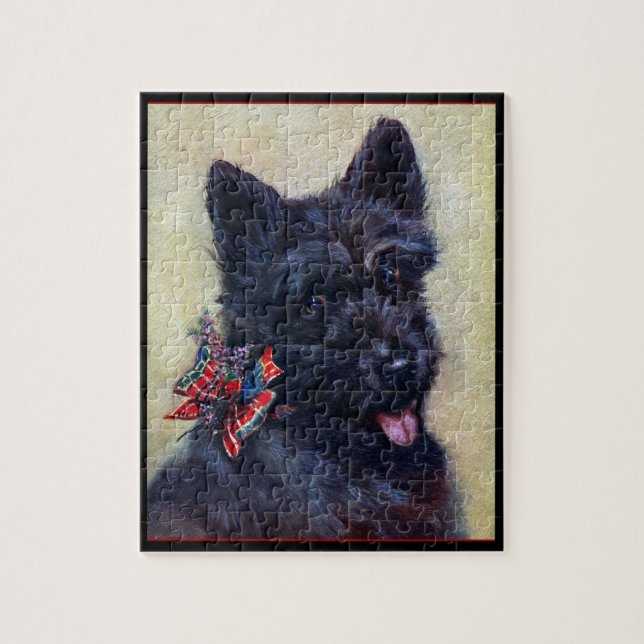 Scottish Terrier mit Tartan und Heather Puzzle (Vertikal)
