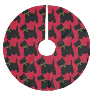 Scottish Terrier mit Weihnachtsbogen-Hundemuster Polyester Weihnachtsbaumdecke