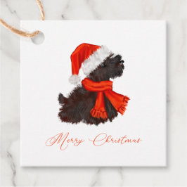 Scottish Terrier mit Weihnachtsmannmütze & Scarf Geschenkanhänger