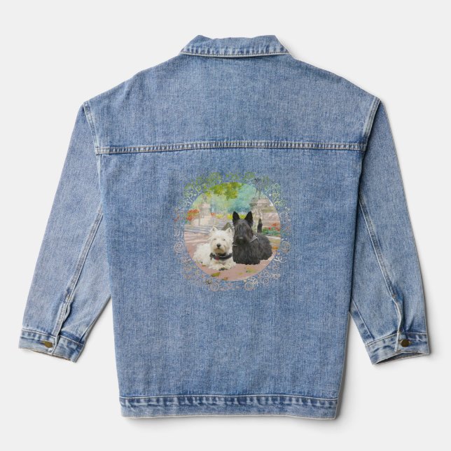 Scottish Terrier mit Westie Jeansjacke (Rückseite)
