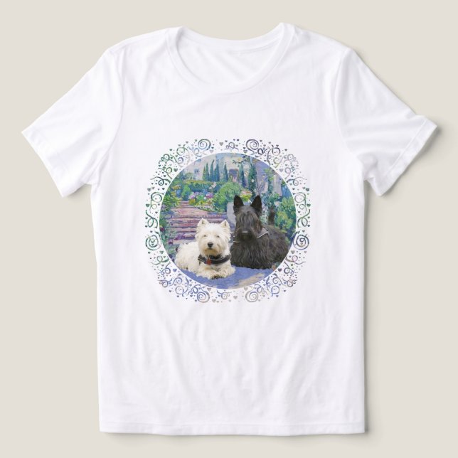 Scottish Terrier mit Westie Tri-Blend Shirt (Design Vorderseite)