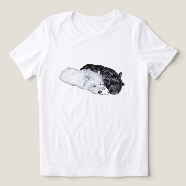 Scottish Terrier mit Westie Tri-Blend Shirt (Design Vorderseite)