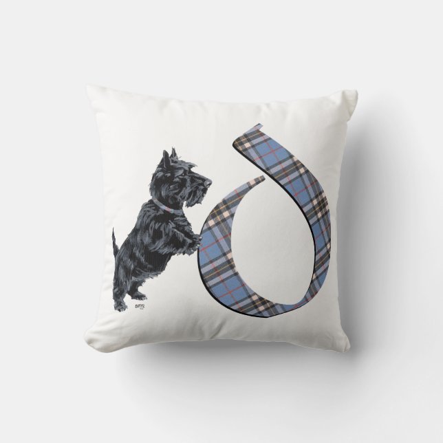 Scottish Terrier Monogram D Pillow Kissen (Vorderseite)