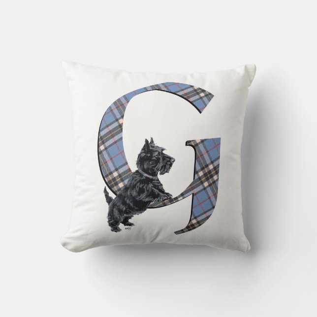 Scottish Terrier Monogram G Pillow Kissen (Vorderseite)