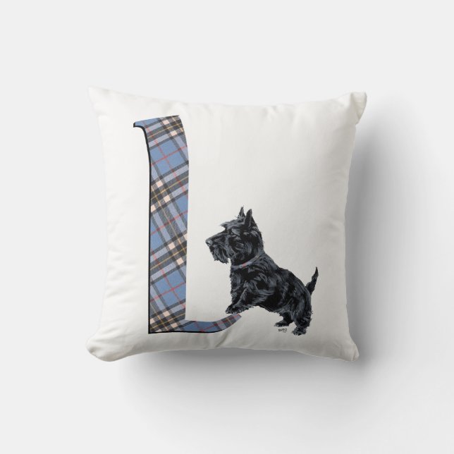 Scottish Terrier Monogram L Pillow Kissen (Vorderseite)