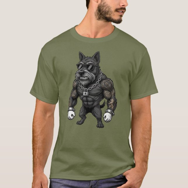 Scottish Terrier, muscular, tattooed, bodybuilder T-Shirt (Vorderseite)
