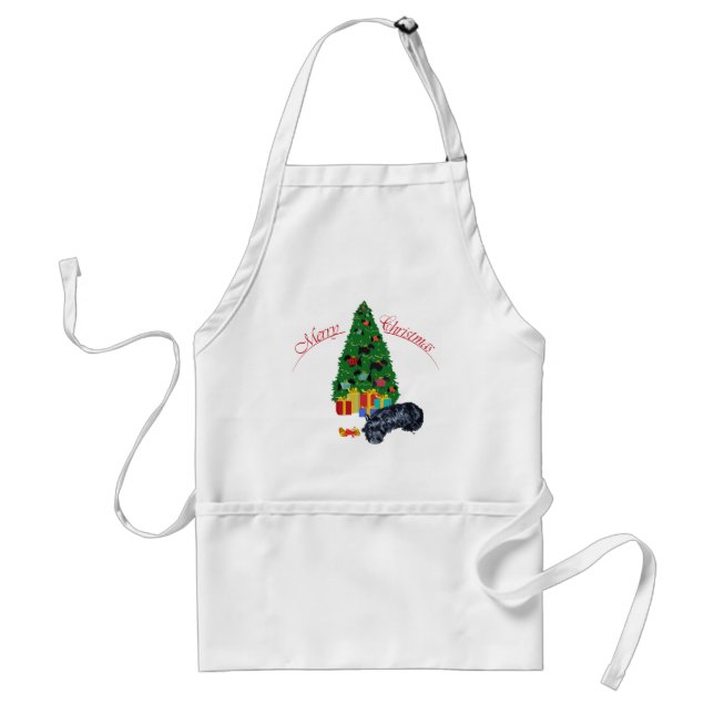 Scottish Terrier Nickerchen Weihnachten Schürze (Vorne)