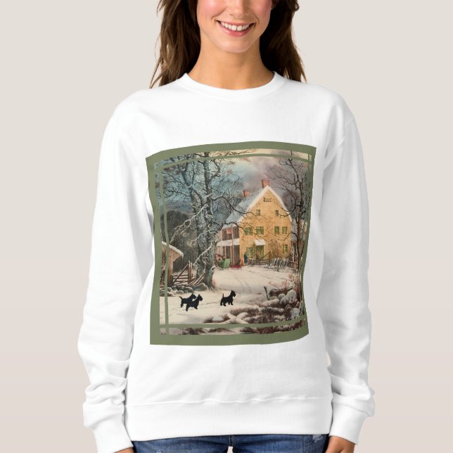 Scottish Terrier Old Fashioned Winter Sweatshirt (Vorderseite)