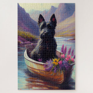 Scottish Terrier on a Paddle: Ein Landschaftliches Puzzle
