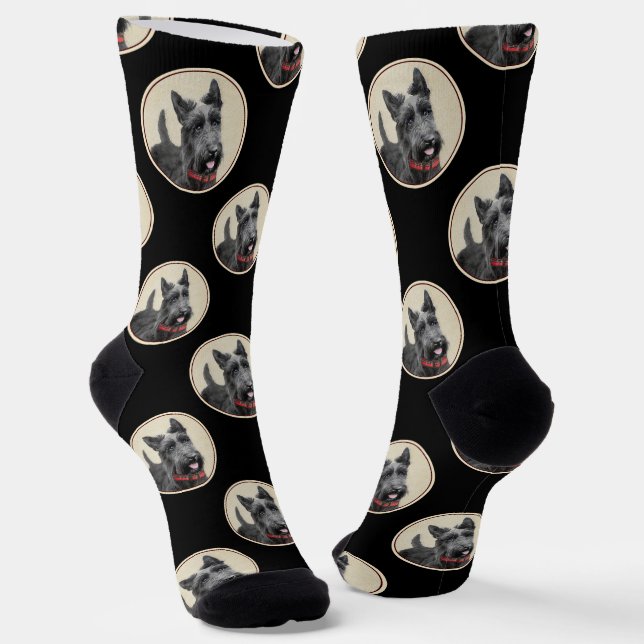 Scottish Terrier Painting Black Original Dog Art Socken (Gewinkelt)
