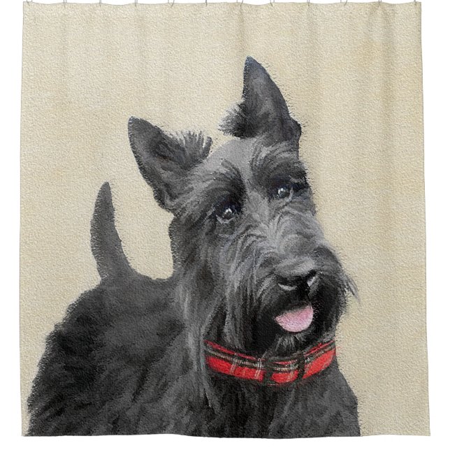 Scottish Terrier Painting - Niedliche Original Dog Duschvorhang (Vorderseite)