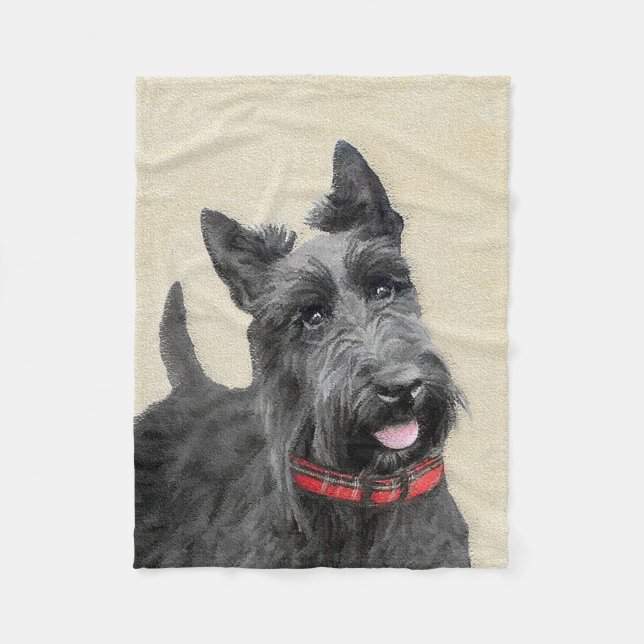 Scottish Terrier Painting - Niedliche Original Dog Fleecedecke (Vorderseite)
