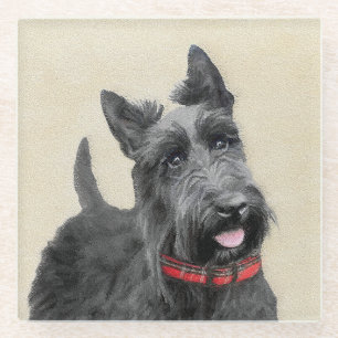 Scottish Terrier Painting - Niedliche Original Dog Glasuntersetzer