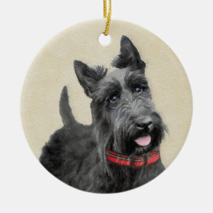 Scottish Terrier Painting - Niedliche Original Dog Keramik Ornament