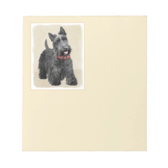 Scottish Terrier Painting - Niedliche Original Dog Notizblock (Vorderseite)
