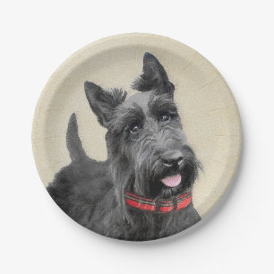 Scottish Terrier Painting - Niedliche Original Dog Pappteller