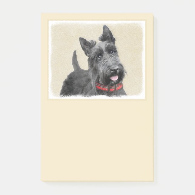 Scottish Terrier Painting - Niedliche Original Dog Post-it Klebezettel (Vorderseite)