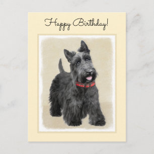 Scottish Terrier Painting - Niedliche Original Dog Postkarte