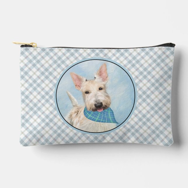 Scottish Terrier Painting Wheaten Original Dog Art Zubehörtasche (Vorderseite)