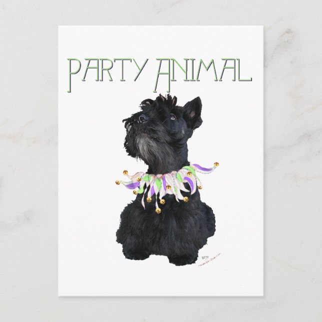 Scottish Terrier Party Animal Einladungspostkarte (Vorderseite)