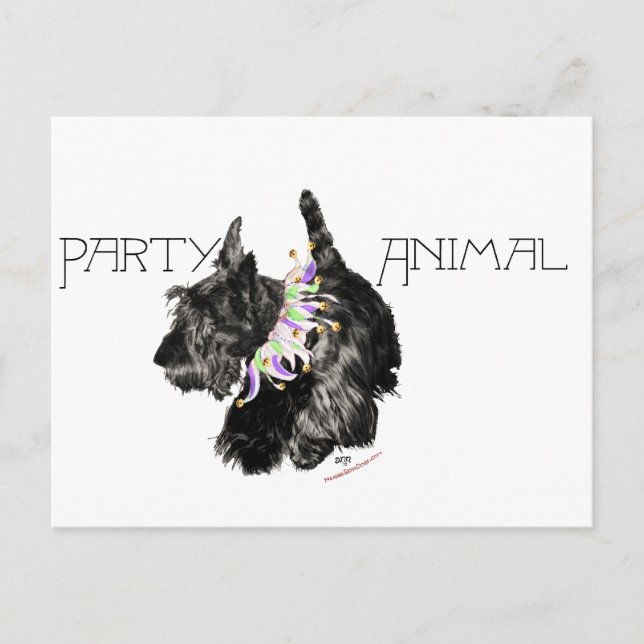 Scottish Terrier Party Animal Einladungspostkarte (Vorderseite)
