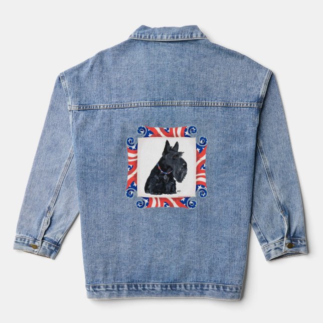 Scottish Terrier Patriotic US Flag Jeansjacke (Rückseite)
