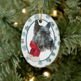 Scottish Terrier Paw Print Border Keramik Ornament