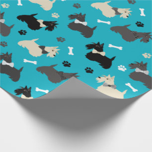 Scottish Terrier Paws and Bones Blue Geschenkpapier