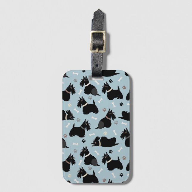 Scottish Terrier Paws and Bones Gepäckanhänger (Vorderseite Vertikal)