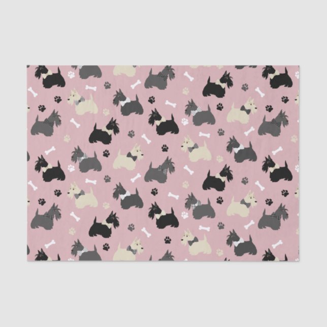 Scottish Terrier Paws and Bones Pink Seidenpapier (Vorderseite)