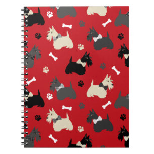 Scottish Terrier Paws and Bones Red Notizblock