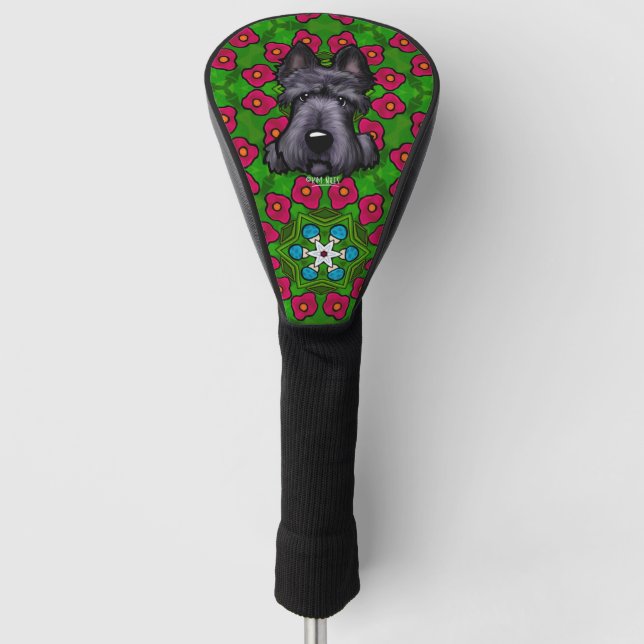Scottish Terrier Poppies Golf Headcover (Vorderseite)