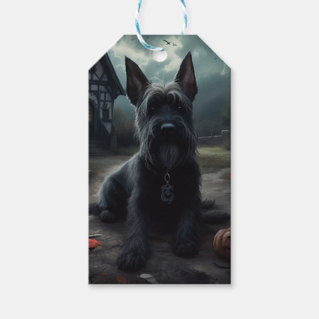 Scottish Terrier Pumpkins Halloween Beängstigend Geschenkanhänger (Vorderseite)