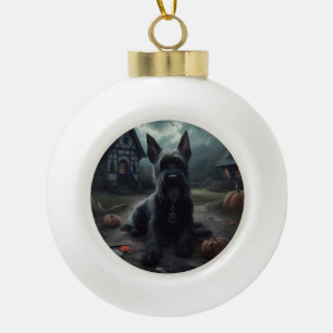 Scottish Terrier Pumpkins Halloween Beängstigend Keramik Kugel-Ornament