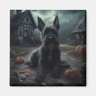 Scottish Terrier Pumpkins Halloween Beängstigend Magnet