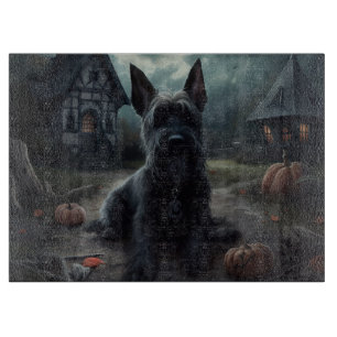 Scottish Terrier Pumpkins Halloween Beängstigend Schneidebrett
