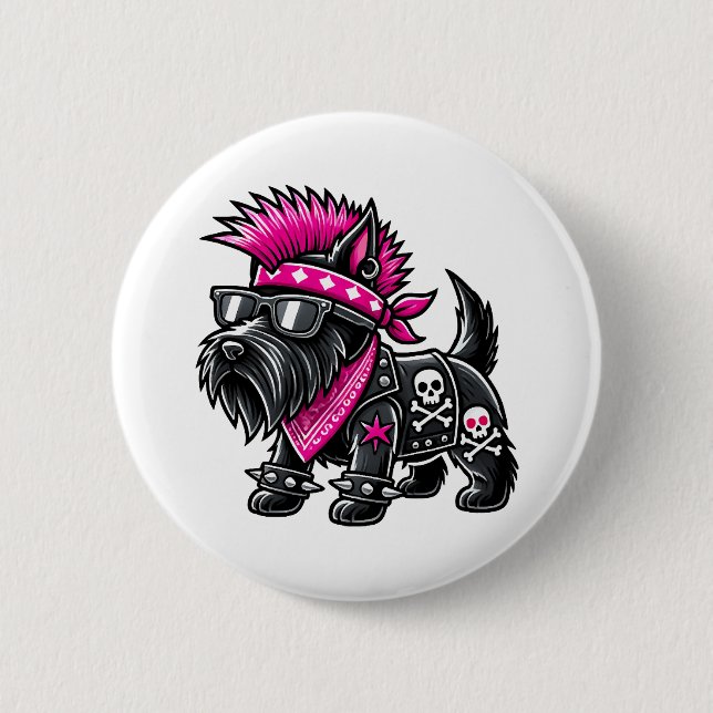 Scottish Terrier Punk Music Button (Vorderseite)