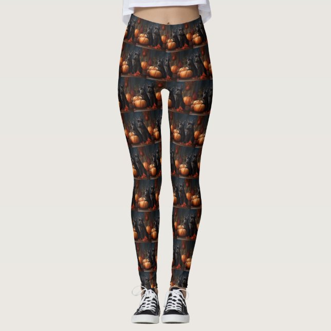 Scottish Terrier Puppy Autumn Delight Pumpkin Leggings (Vorderseite)