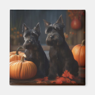 Scottish Terrier Puppy Autumn Delight Pumpkin Magnet