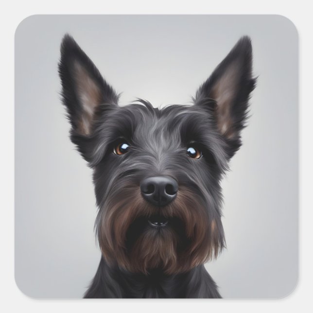 Scottish Terrier Quadratischer Aufkleber (Vorderseite)