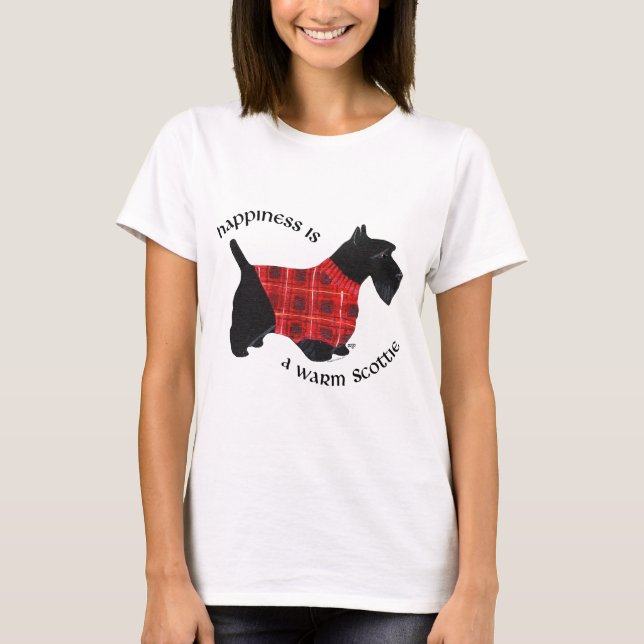 Scottish Terrier Red & Black Kariert Sweater T-Shirt (Vorderseite)