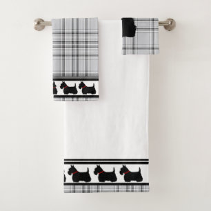Scottish Terrier/Red Kragen/Red kariert/Grenze Badhandtuch Set