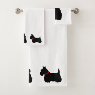 Scottish Terrier/red Kragen/weiß - eigene Farbe au Badhandtuch Set