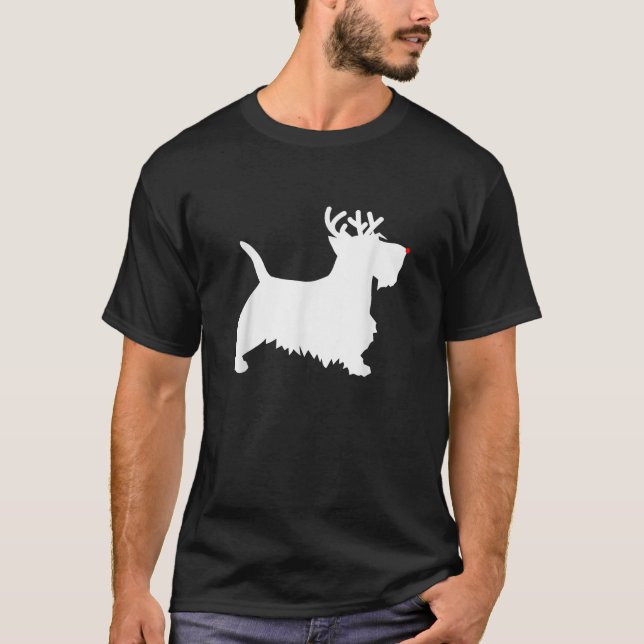 Scottish Terrier Reindeer Christmas Dog Scottie  T-Shirt (Vorderseite)