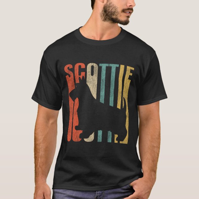 Scottish Terrier Retro 1970'S Dog Scottie Cracked T-Shirt (Vorderseite)