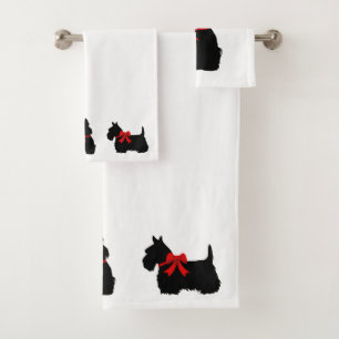 Scottish Terrier/Roter Bogen, weiß oder wählen Sie Badhandtuch Set