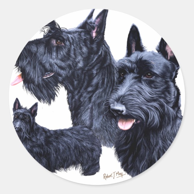 Scottish Terrier Runder Aufkleber (Vorderseite)